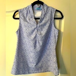 J. McLaughlin sky blue sleeveless famous soft Catalina Cloth summer top.